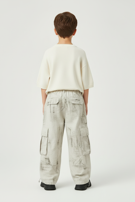 Pantalon Cargo Ample Imprimé Multipoches Garçon Décontracté - Toile - vue 2