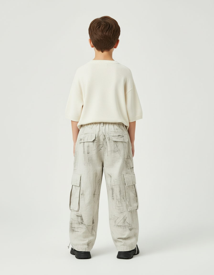 Pantalon Cargo Ample Imprimé Multipoches Garçon Décontracté - Toile - vue 2