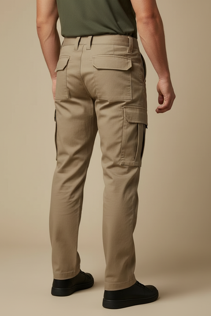 Pantalon Cargo Homme Beige Multipoches Résistant Décontracté - Toile - vue 2