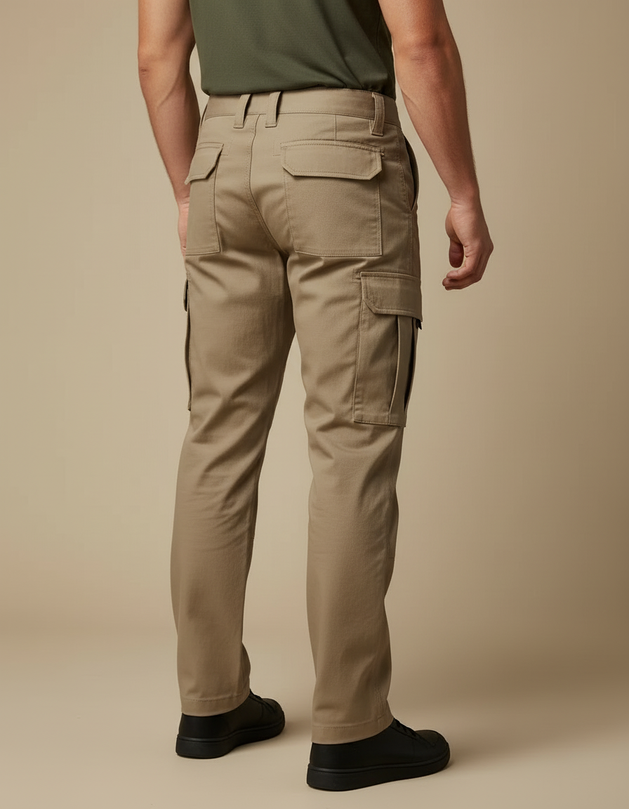 Pantalon Cargo Homme Beige Multipoches Résistant Décontracté - Toile - vue 2