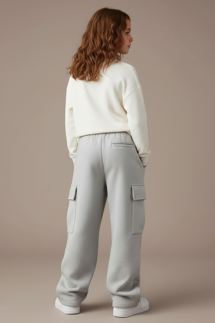 Pantalon Cargo Gris Ample Molletonné Enfant Décontracté - vue 2