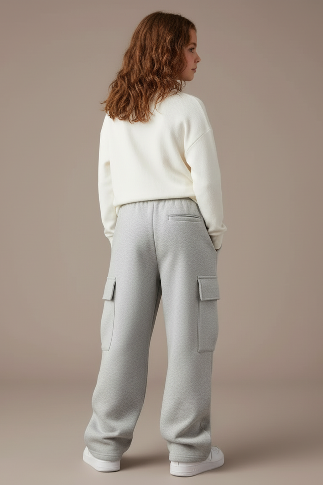 Pantalon Cargo Gris Ample Molletonné Enfant Décontracté - vue 2
