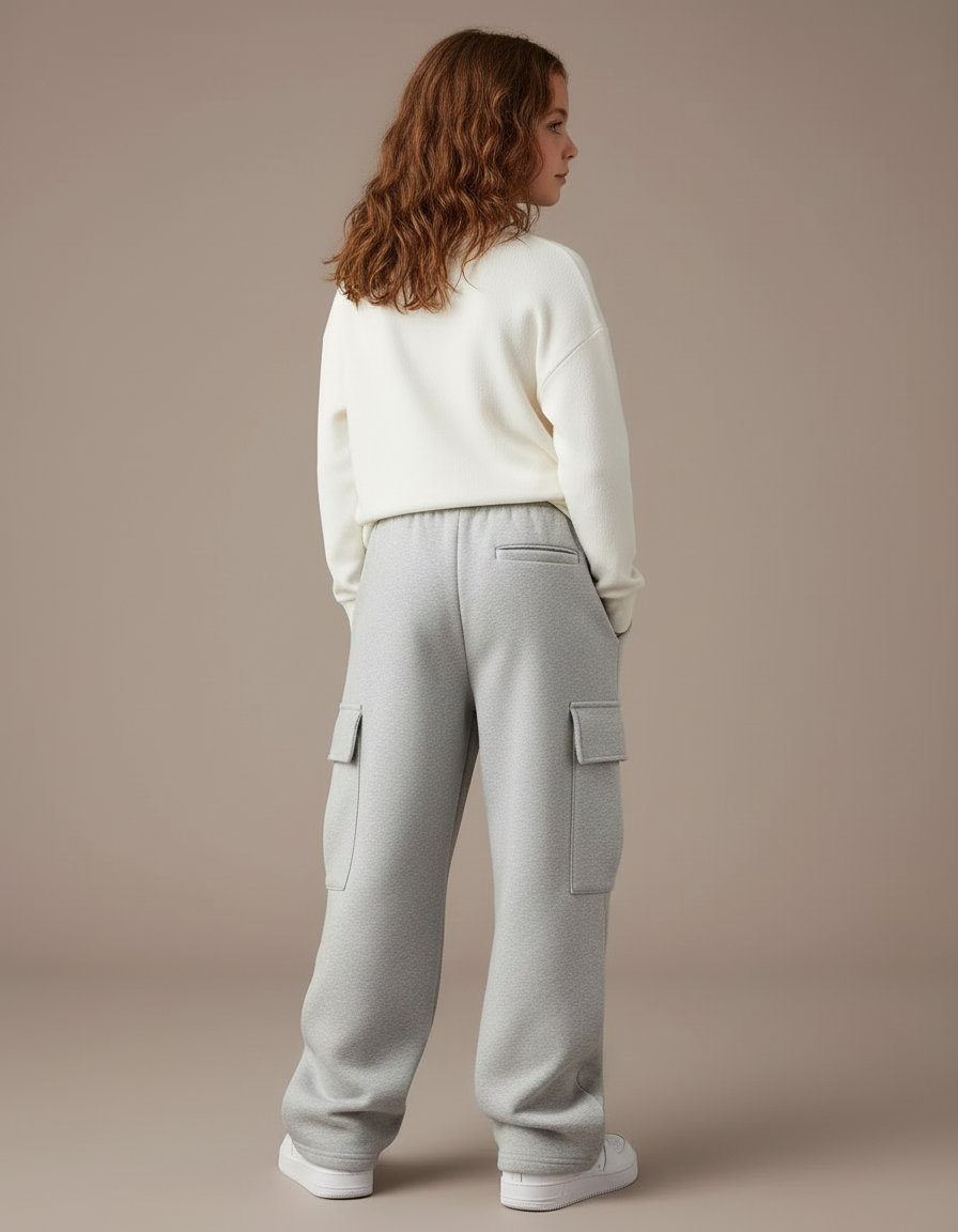 Pantalon Cargo Gris Ample Molletonné Enfant Décontracté - vue 2