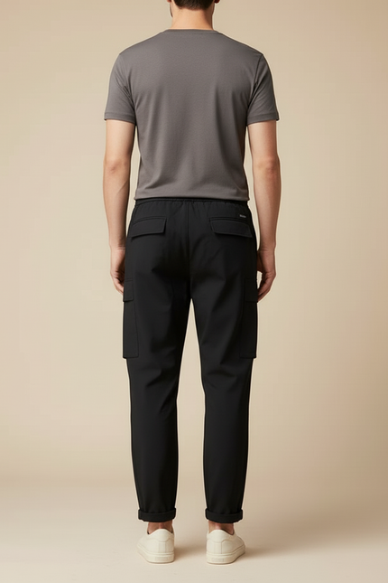 Pantalon Cargo Noir Décontracté Ample Homme - Polyester - vue 2
