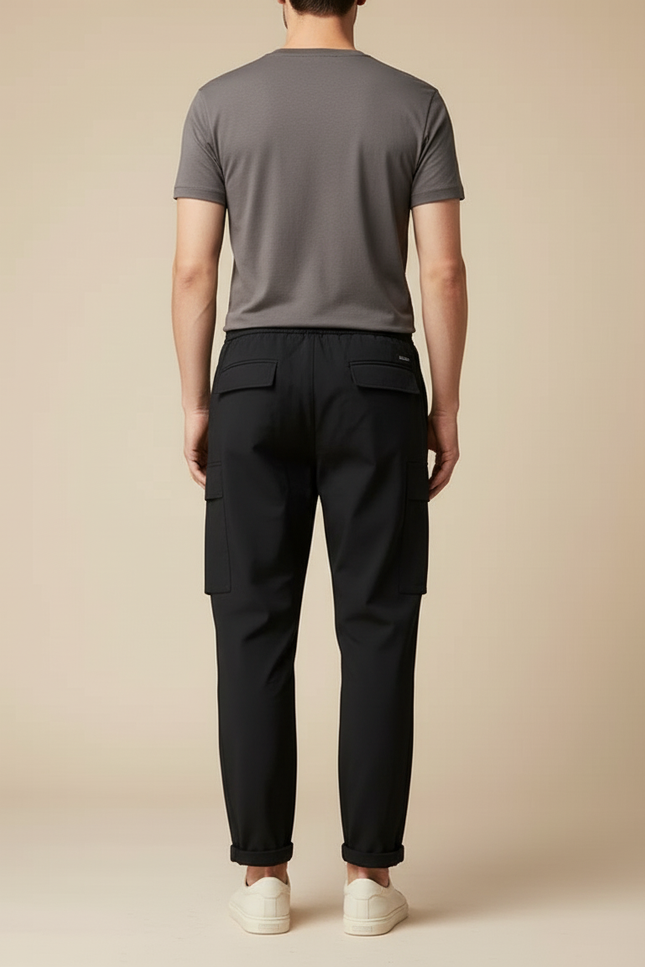 Pantalon Cargo Noir Décontracté Ample Homme - Polyester - vue 2