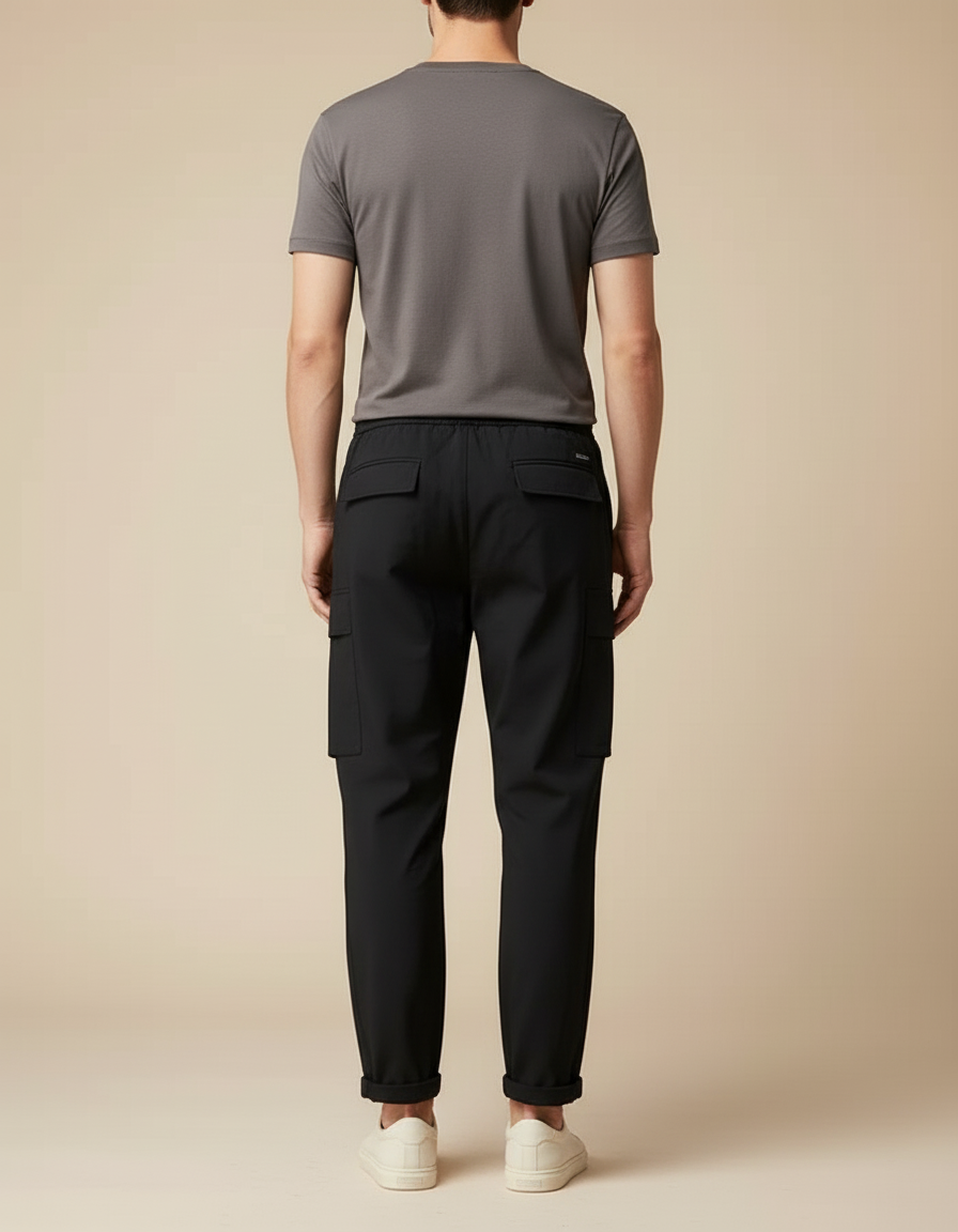 Pantalon Cargo Noir Décontracté Ample Homme - Polyester - vue 2