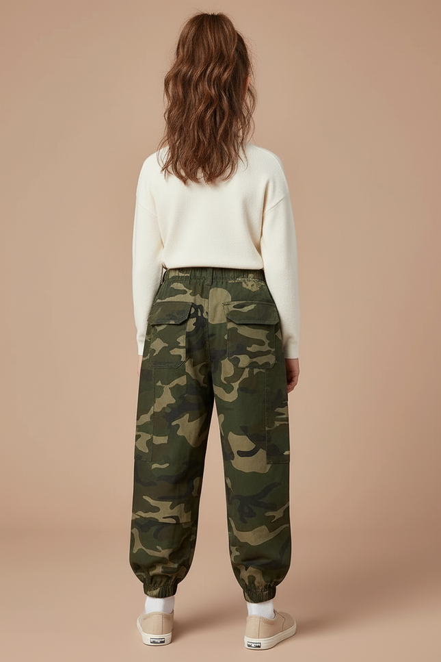 Pantalon Cargo Camouflage Coton Ample Enfant - Vert - vue 2