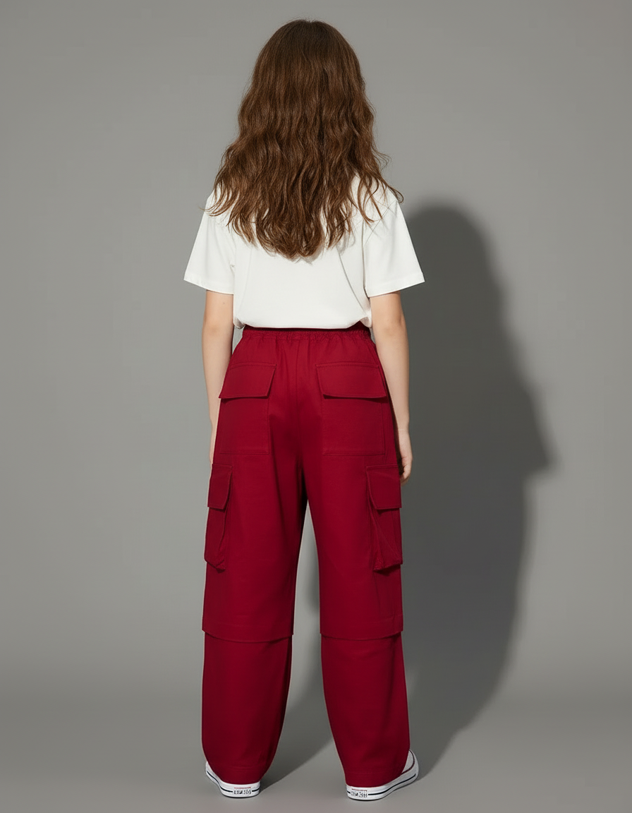 Pantalon Cargo Fille Bordeaux Parachute - Polyester - vue 2