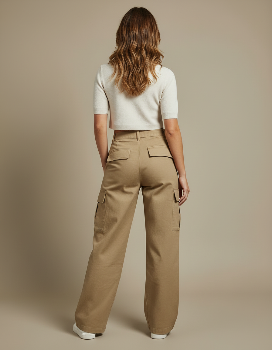 Pantalon Cargo En Twill - Camel Gabardine - vue 2