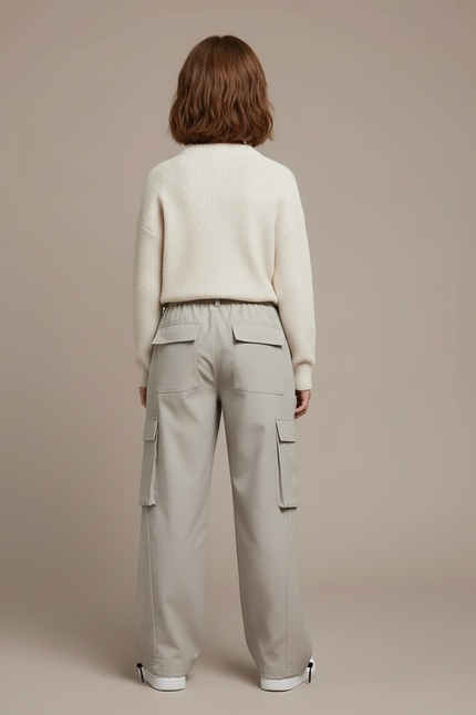Pantalon Cargo Gris Clair Ample Décontracté Enfant - Polyester - vue 2