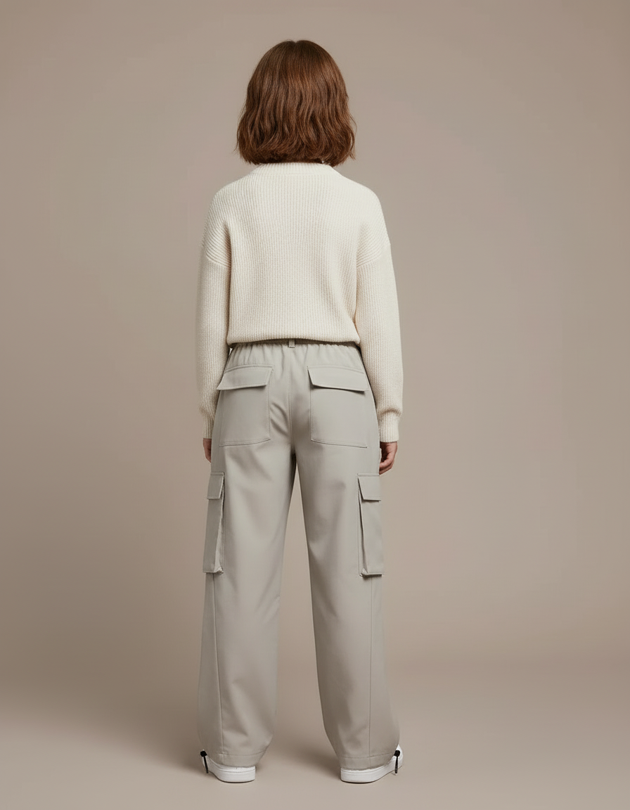 Pantalon Cargo Gris Clair Ample Décontracté Enfant - Polyester - vue 2