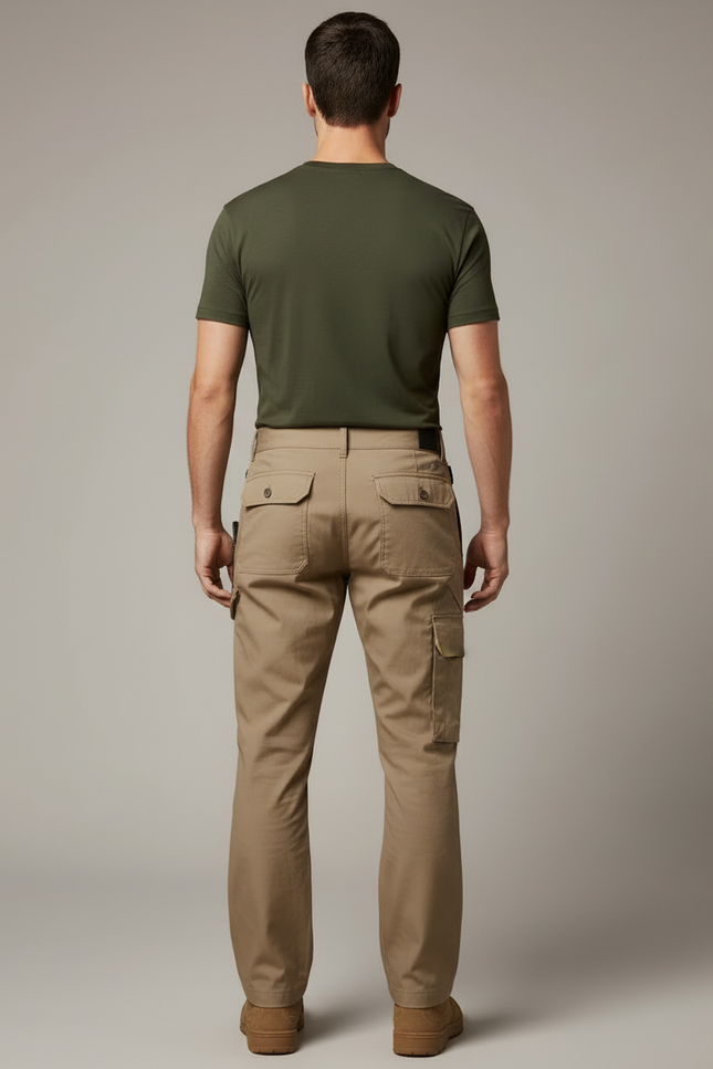 Pantalon Cargo Homme Beige Droit Multi-Poches Coton - vue 2