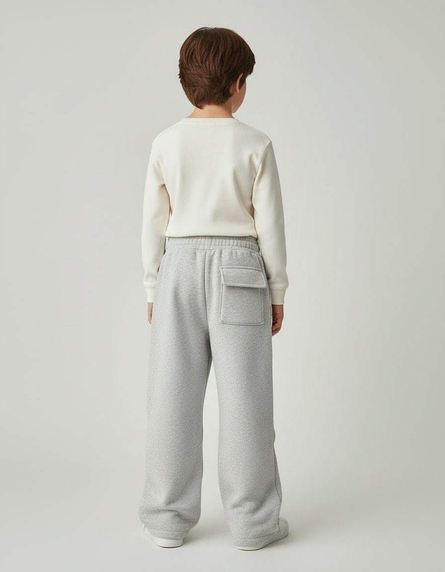 Pantalon Cargo Gris Ample Molletonné Enfant Décontracté Multipoches - vue 2