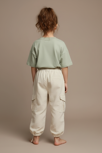 Pantalon Cargo Beige Coton Ample Poches Enfant - vue 2