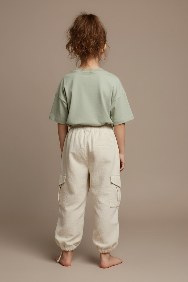 Pantalon Cargo Beige Coton Ample Poches Enfant - vue 2