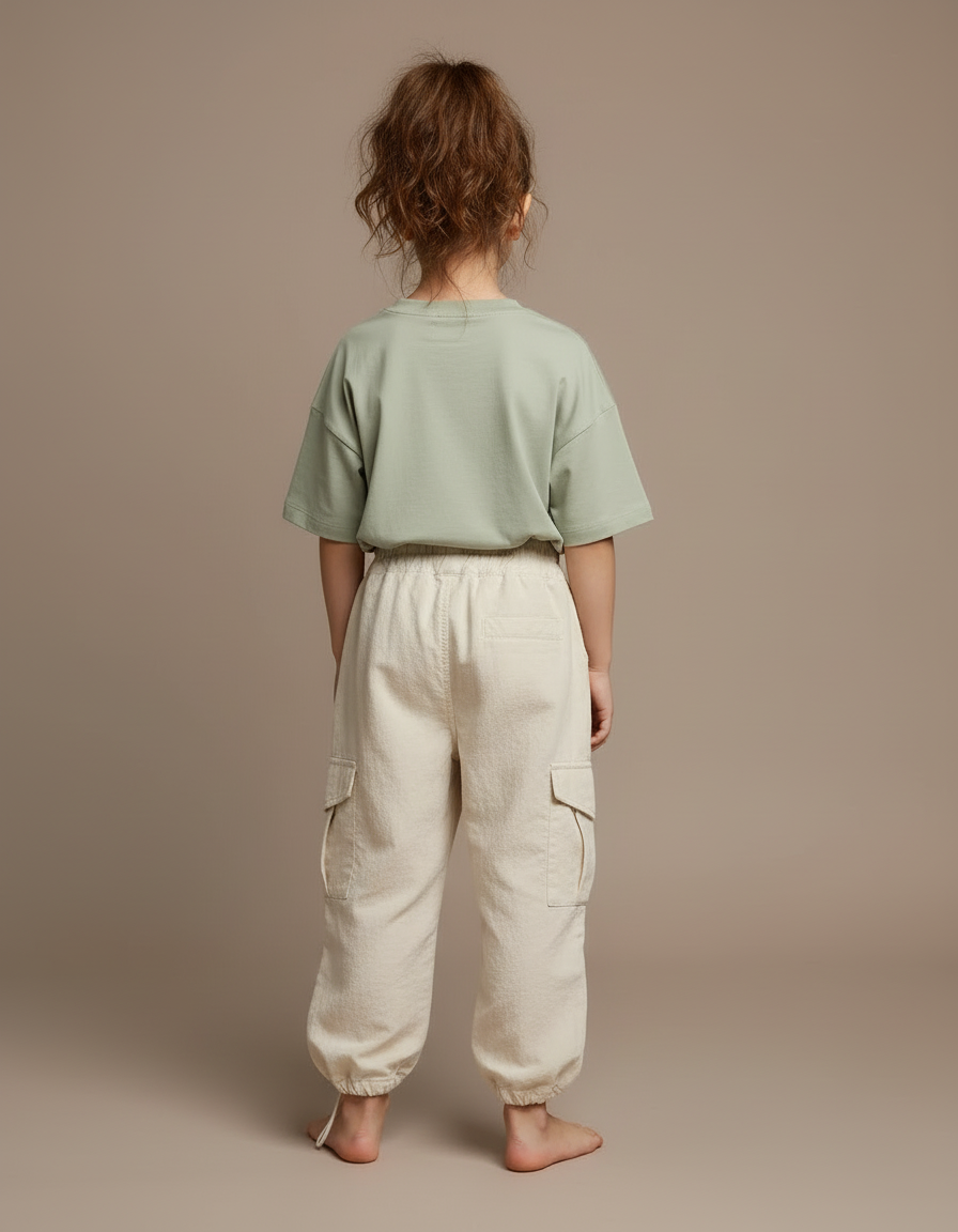 Pantalon Cargo Beige Coton Ample Poches Enfant - vue 2