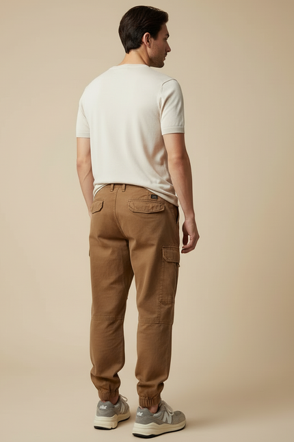 Pantalon Cargo Homme Marron Ample Coton Décontracté - vue 2