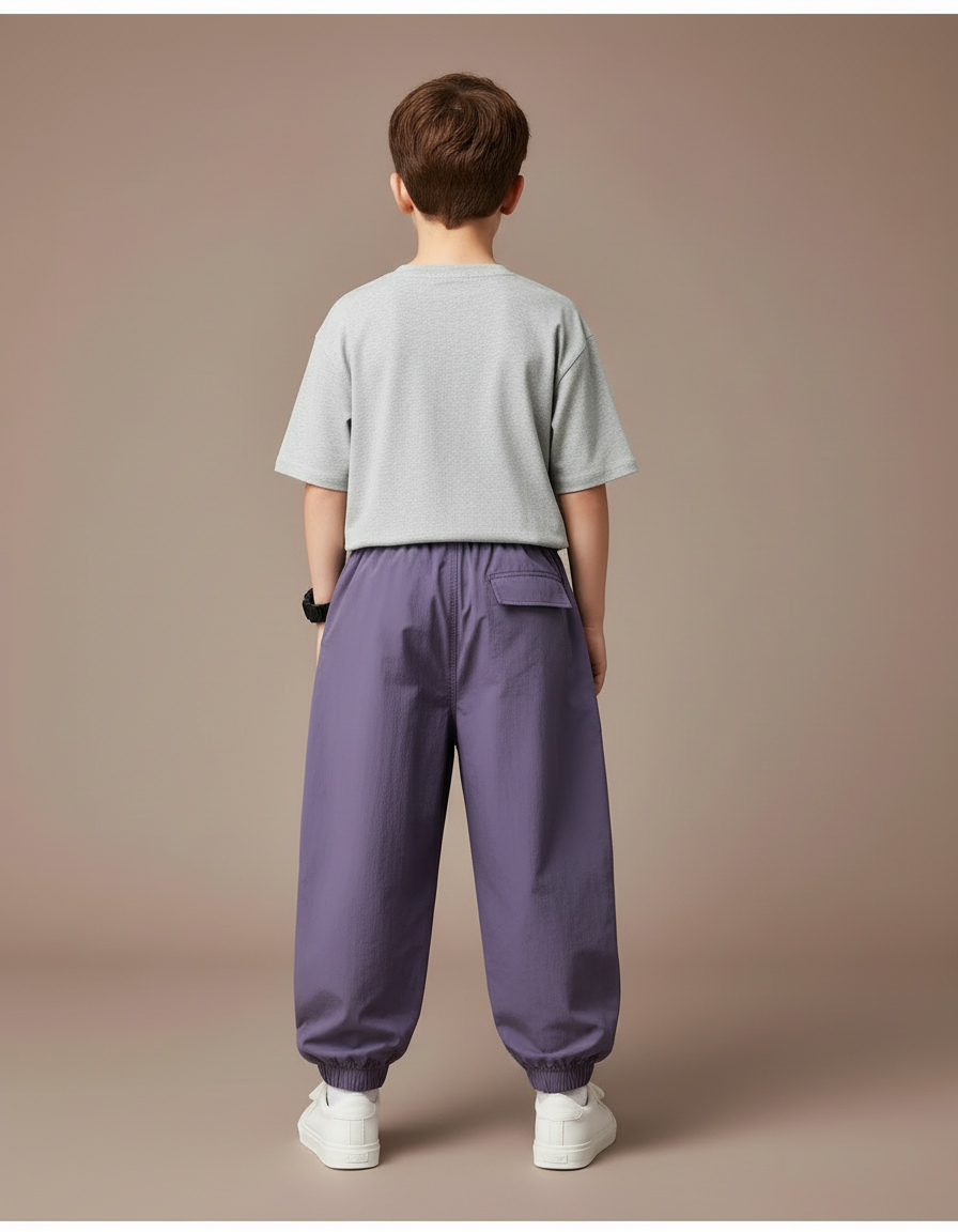 Pantalon Cargo Violet Ample Poches Garçon Casual - Polyester - vue 2