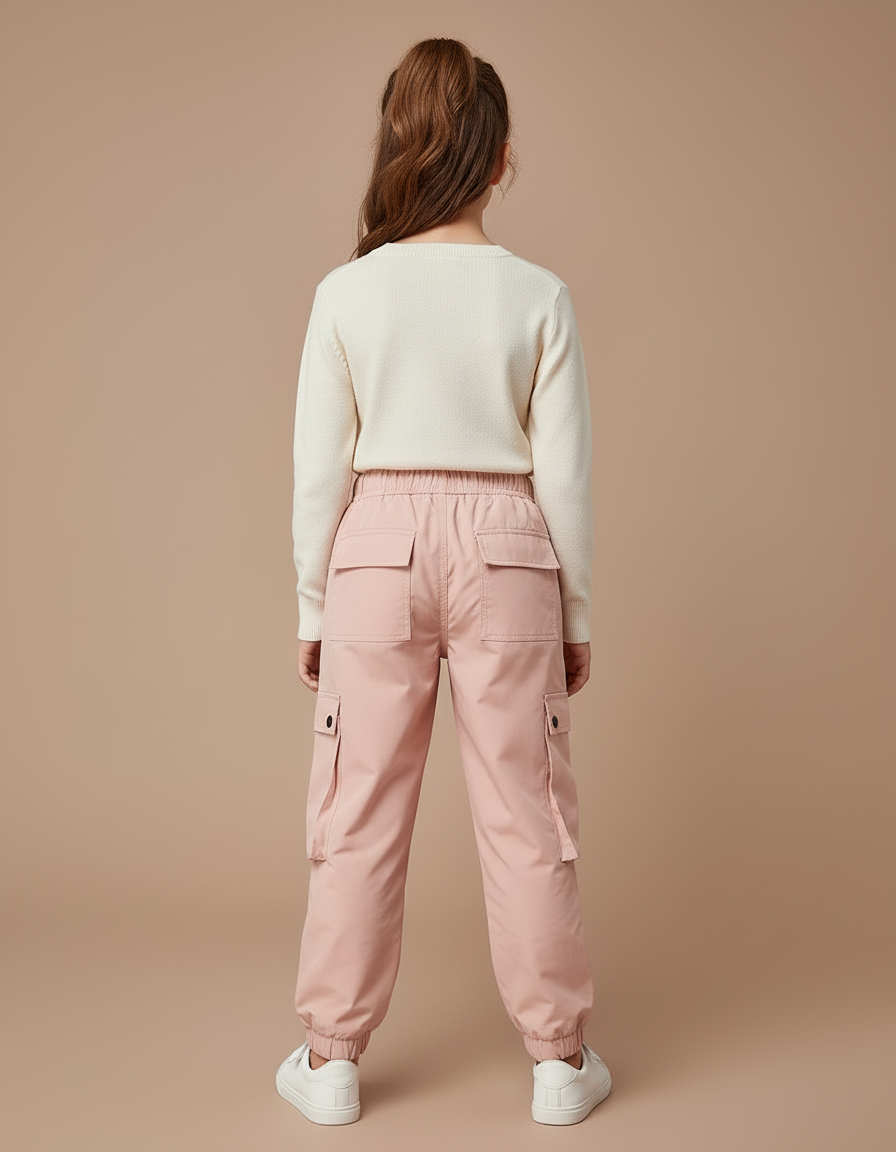 Pantalon Cargo Rose Ample Enfant Thermique - Polyester - vue 2