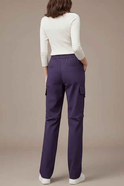 Pantalon Cargo Violet Ample Fluide Multi-Poches Femme - Polyester - vue 2