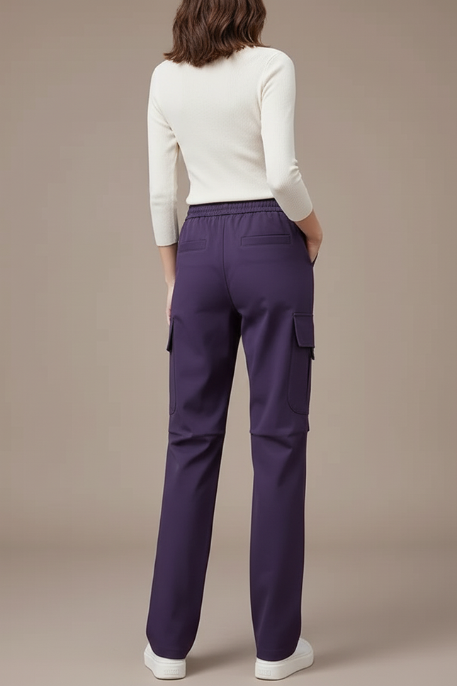 Pantalon Cargo Violet Ample Fluide Multi-Poches Femme - Polyester - vue 2