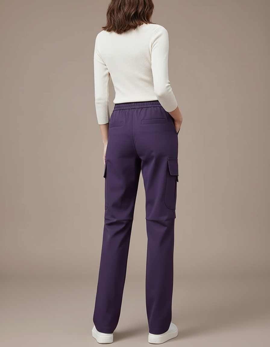 Pantalon Cargo Violet Ample Fluide Multi-Poches Femme - Polyester - vue 2