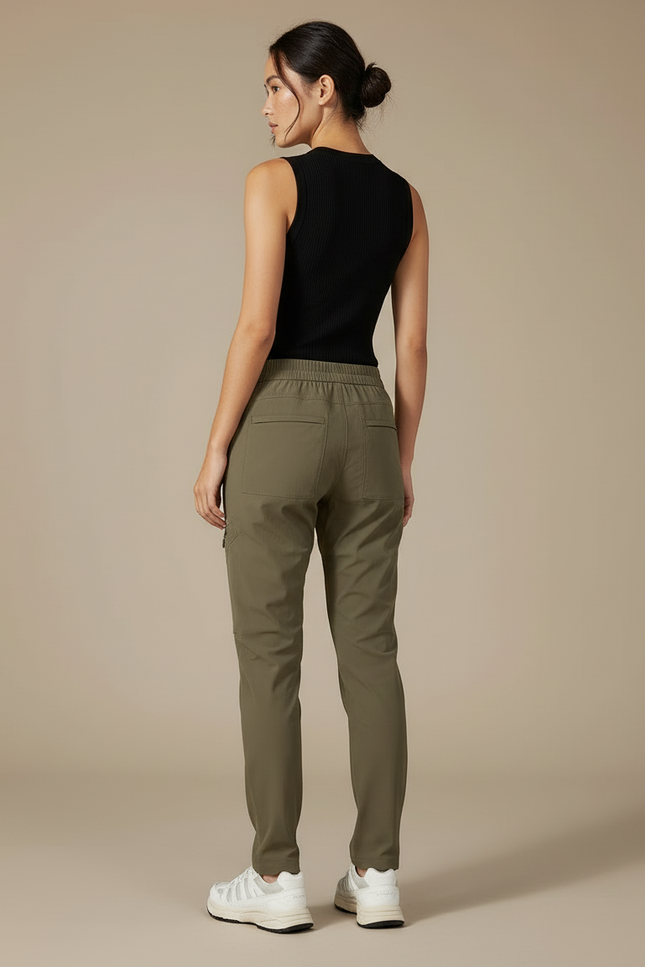 Pantalon Cargo Kaki Stretch Multipoches Femme Sport - Polyester - vue 2