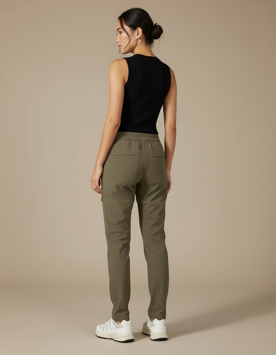 Pantalon Cargo Kaki Stretch Multipoches Femme Sport - Polyester - vue 2