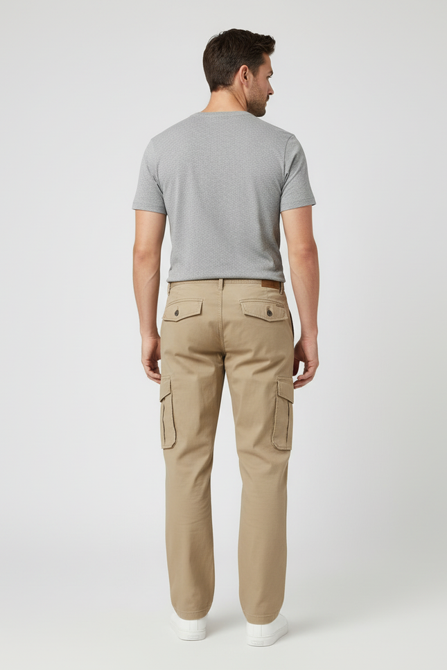 Pantalon Cargo Kaki Coton Droit Multipoches Homme - vue 2