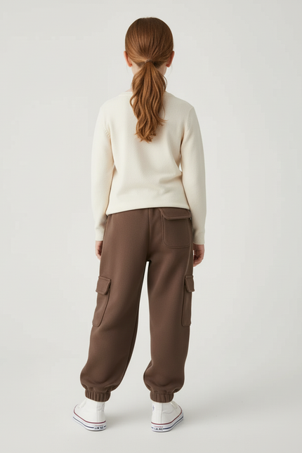 Pantalon Cargo Marron Molleton Ample Multipoches Enfant - vue 2