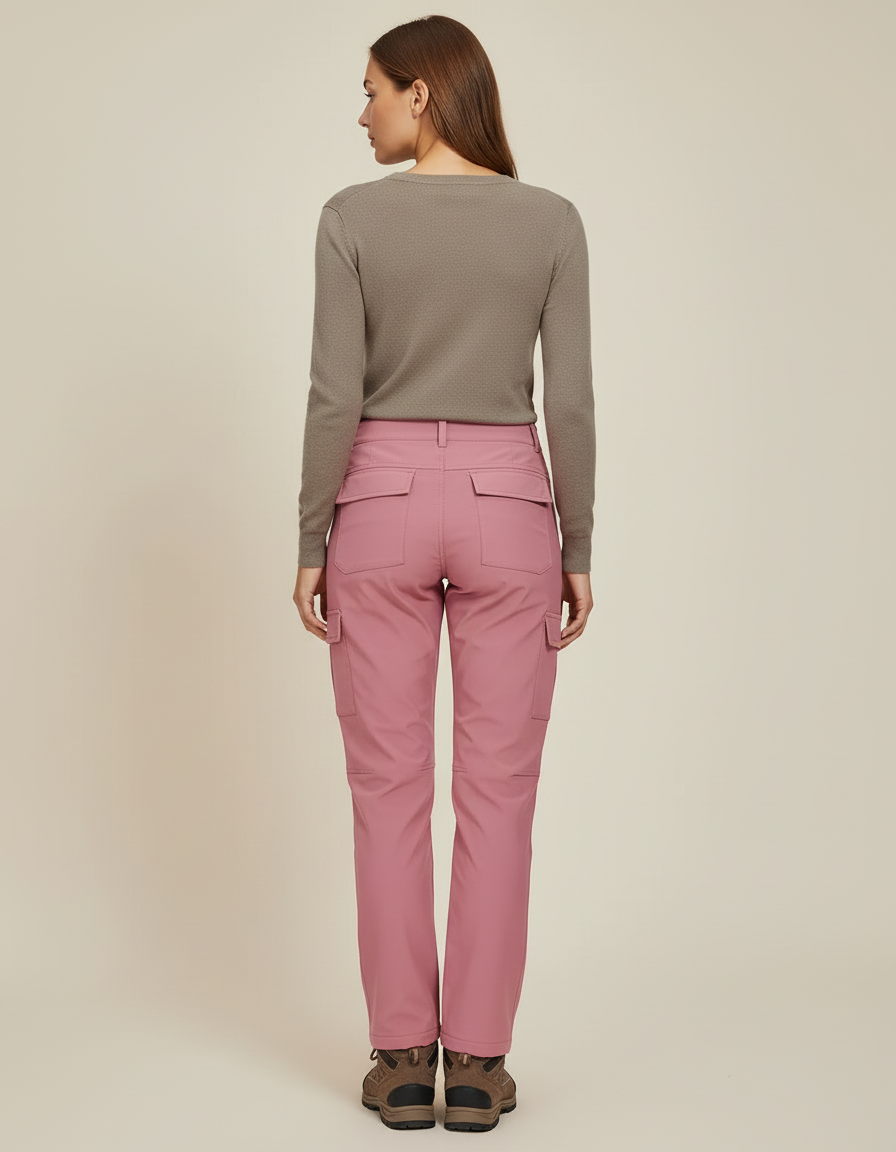 Pantalon Cargo Femme Rose Droit - Polyester - vue 2