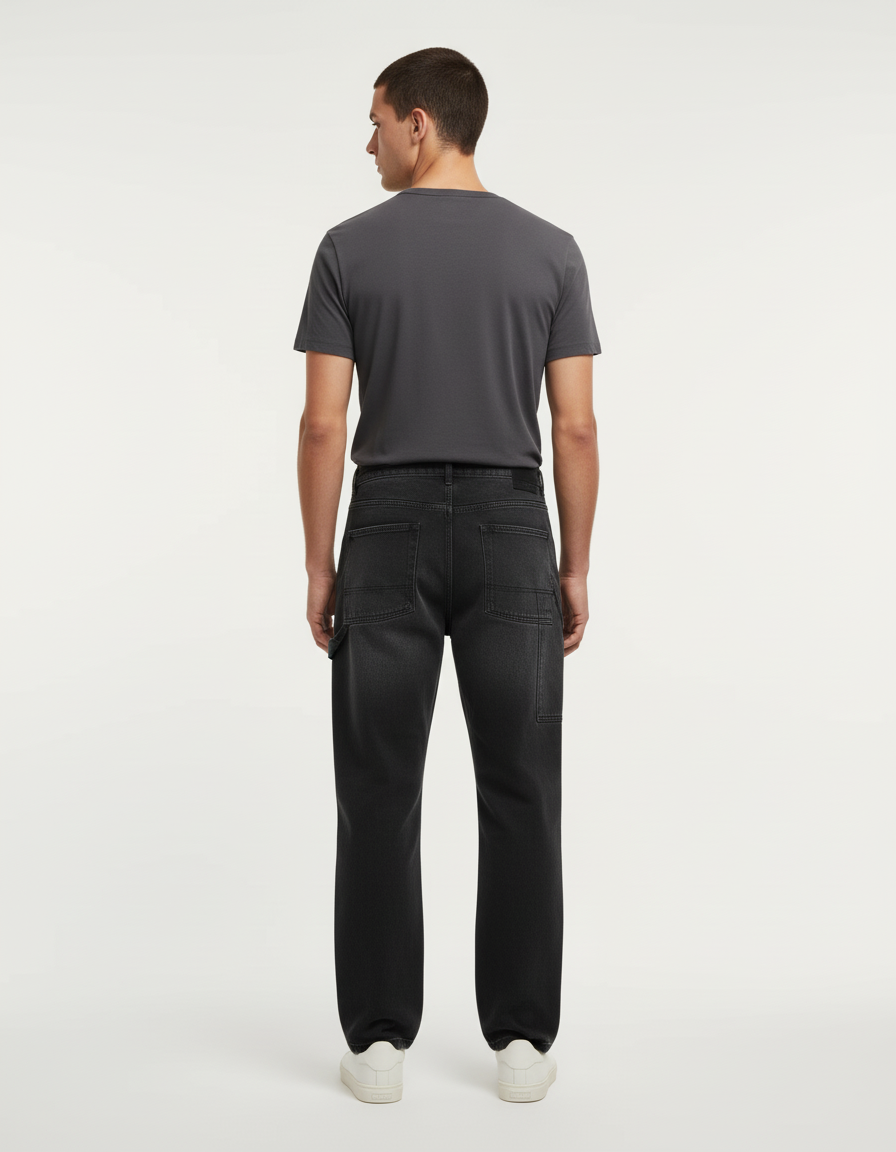 Pantalon Cargo Gris Foncé Ample Multipoches Décontracté - Jean - vue 2