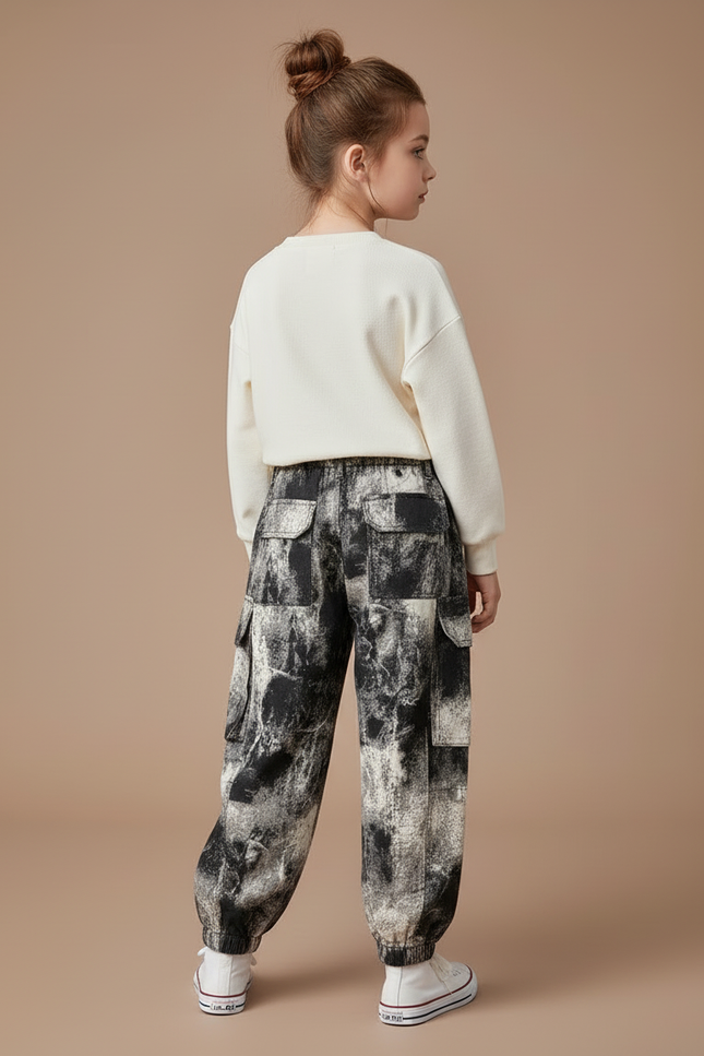 Pantalon Cargo Enfant Imprimé Abstrait Ample Décontracté - Molleton - vue 2