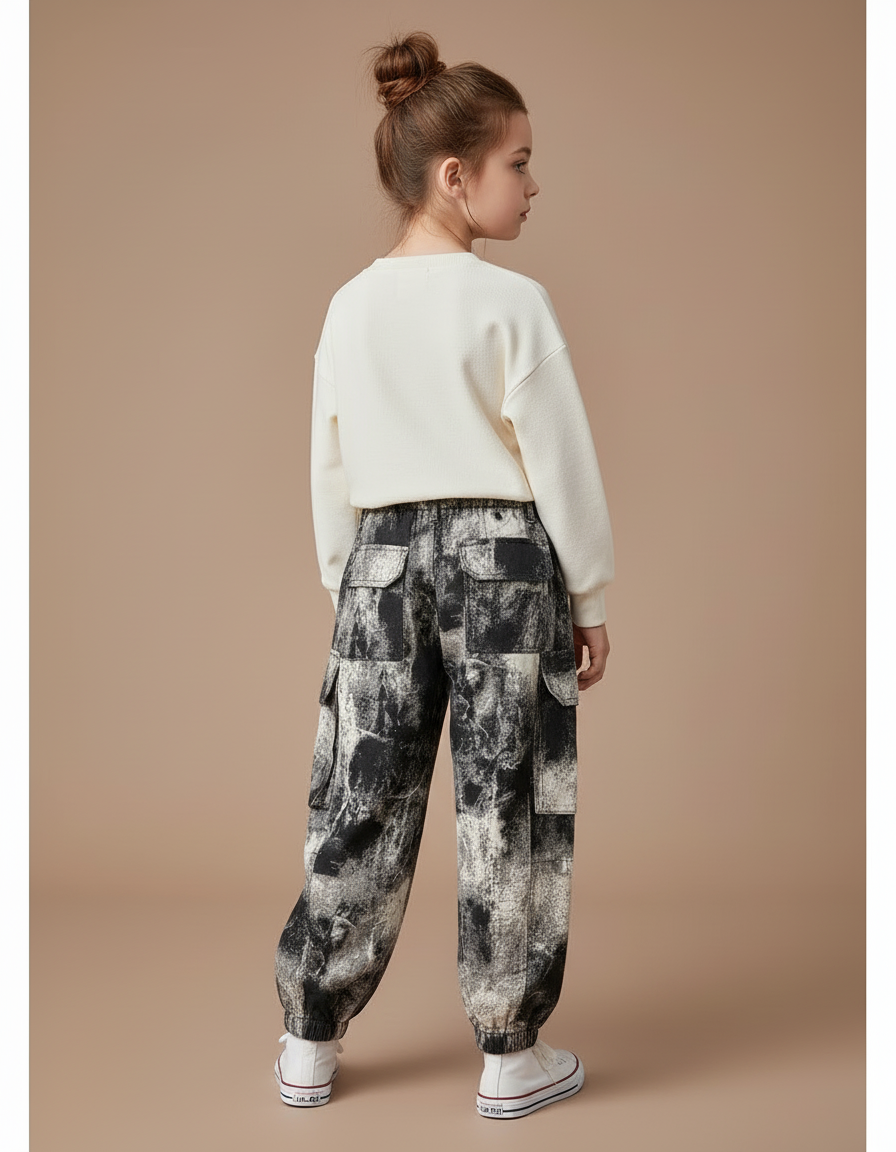 Pantalon Cargo Enfant Imprimé Abstrait Ample Décontracté - Molleton - vue 2