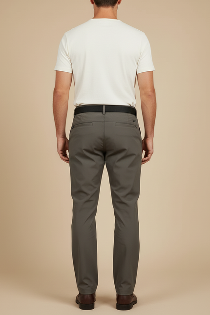 Pantalon Cargo Homme Gris Coupe Droite - Kaki Polyester - vue 2