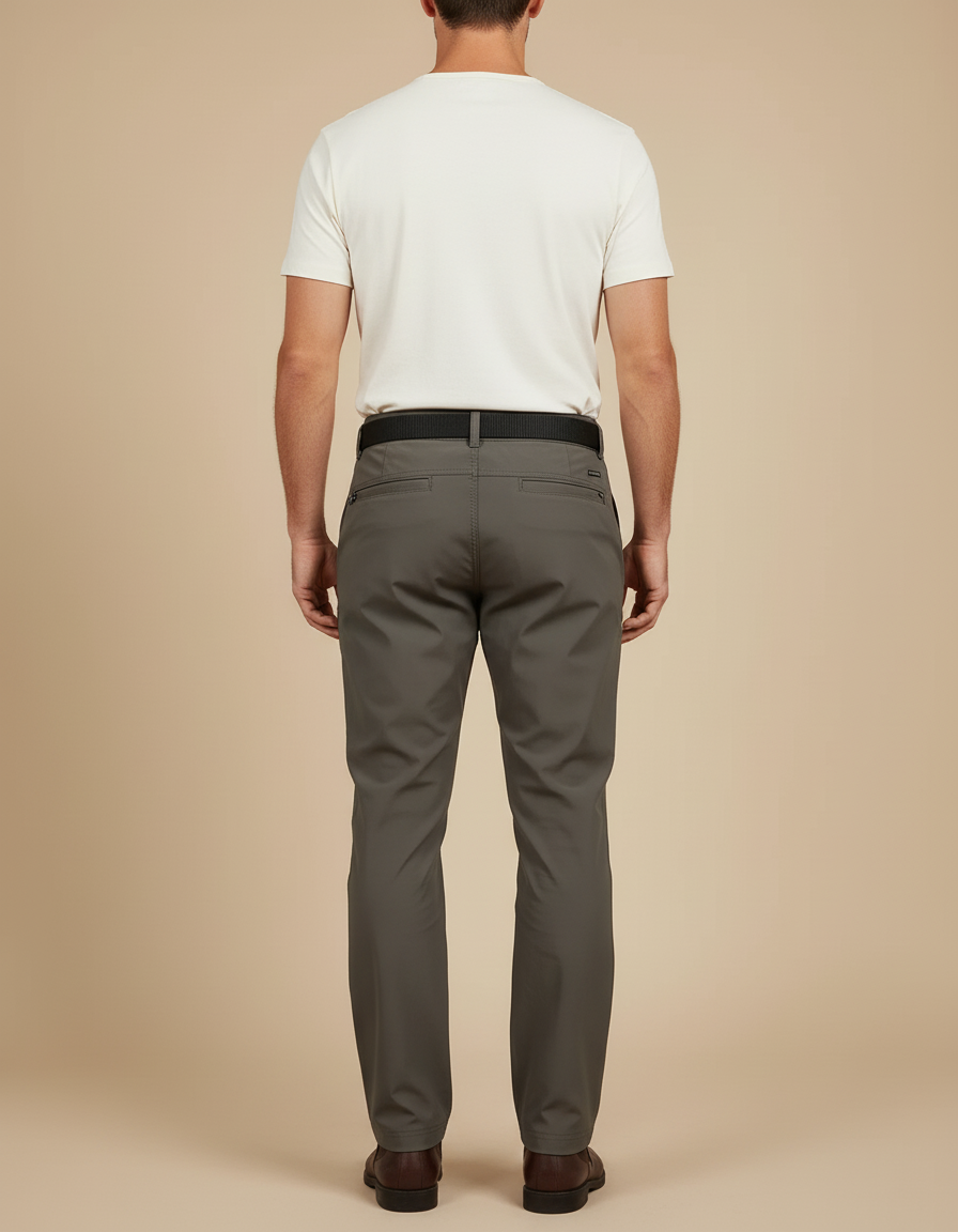 Pantalon Cargo Homme Gris Coupe Droite - Kaki Polyester - vue 2