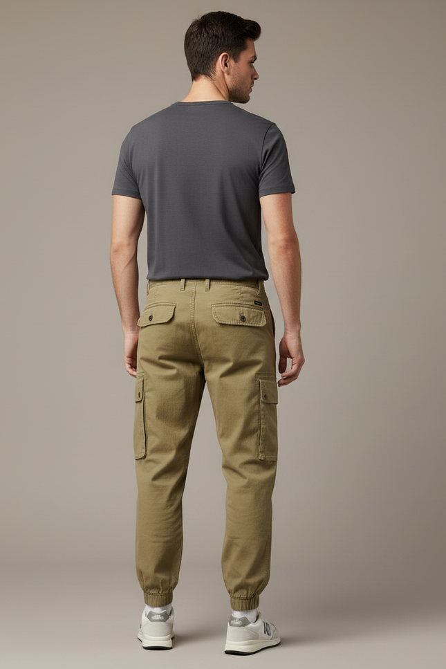 Pantalon Cargo Kaki Coton Multipoches Décontracté - Toile - vue 2