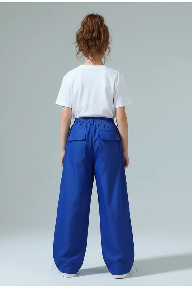 Pantalon Cargo Bleu Ample Rayures Blanc Enfant - Polyester - vue 2