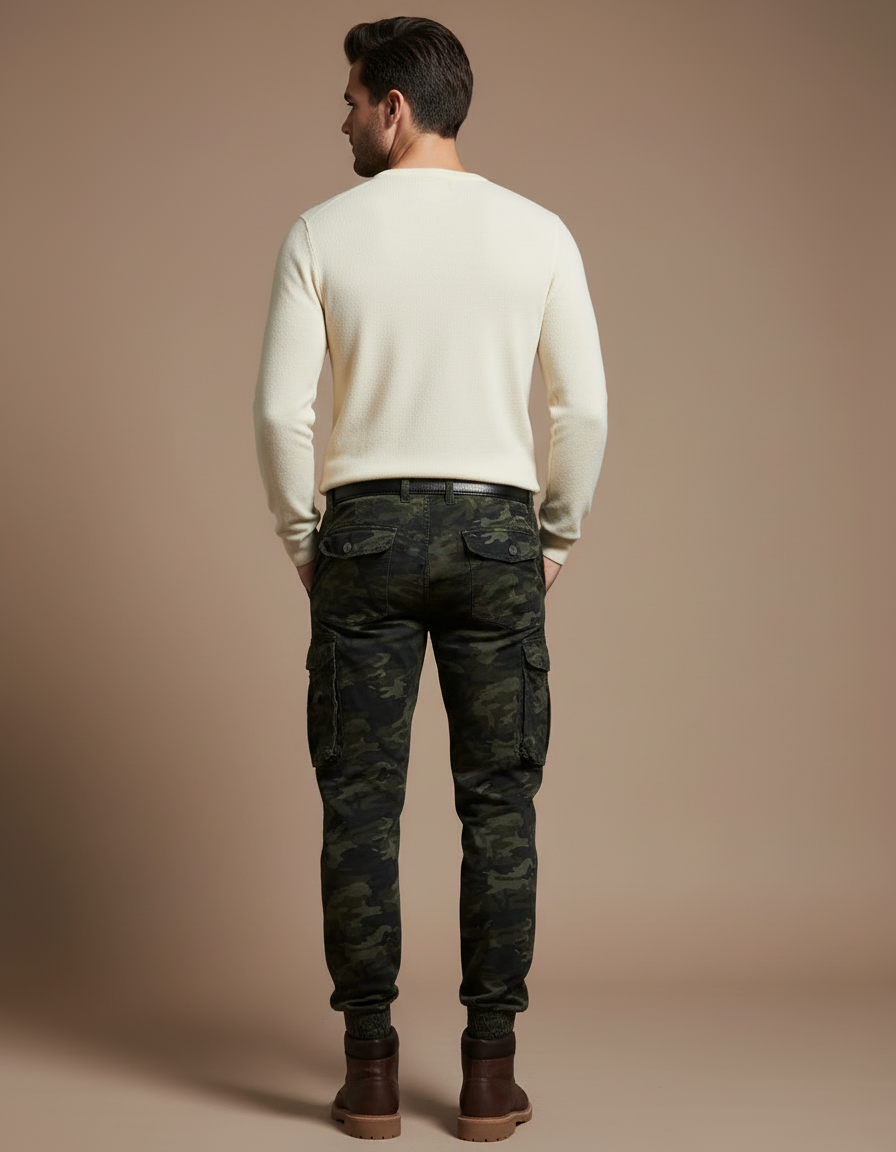 Pantalon Cargo Camouflage Militaire Multi-Poches Homme - Multicolore Toile - vue 2