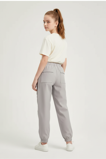 Pantalon Cargo Gris Clair Ample Sportif Enfant - Polyester - vue 2