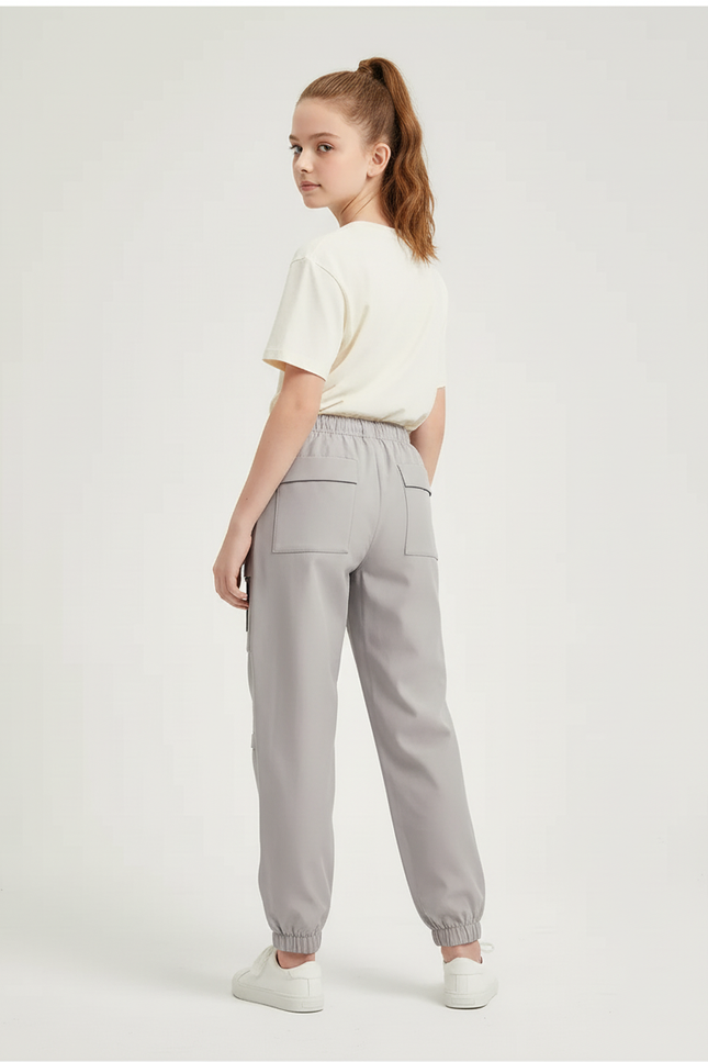 Pantalon Cargo Gris Clair Ample Sportif Enfant - Polyester - vue 2