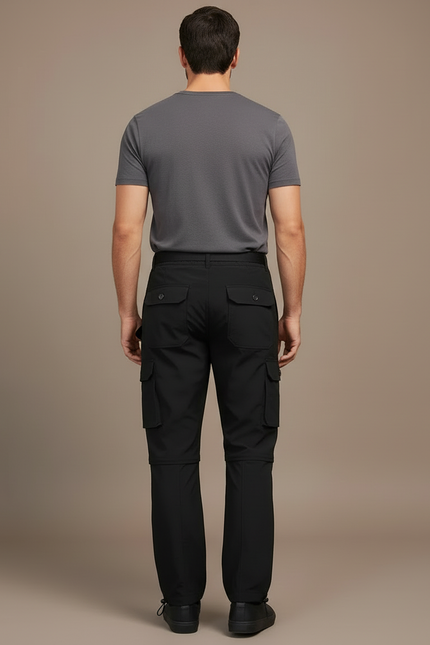 Pantalon Cargo Homme Léger Convertible Randonnée Noir - Polyester - vue 2