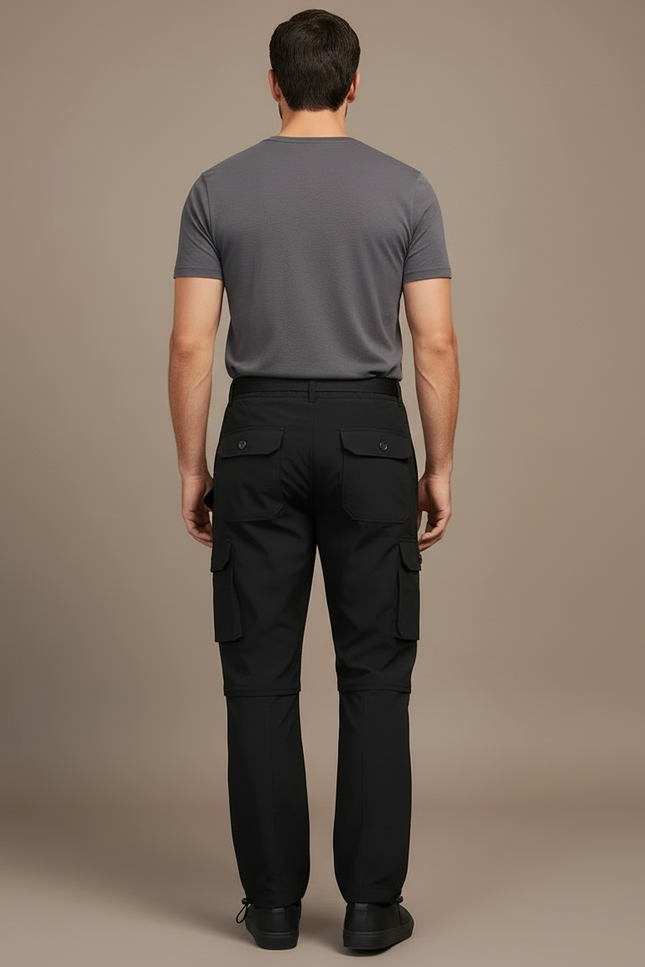 Pantalon Cargo Homme Léger Convertible Randonnée Noir - Polyester - vue 2