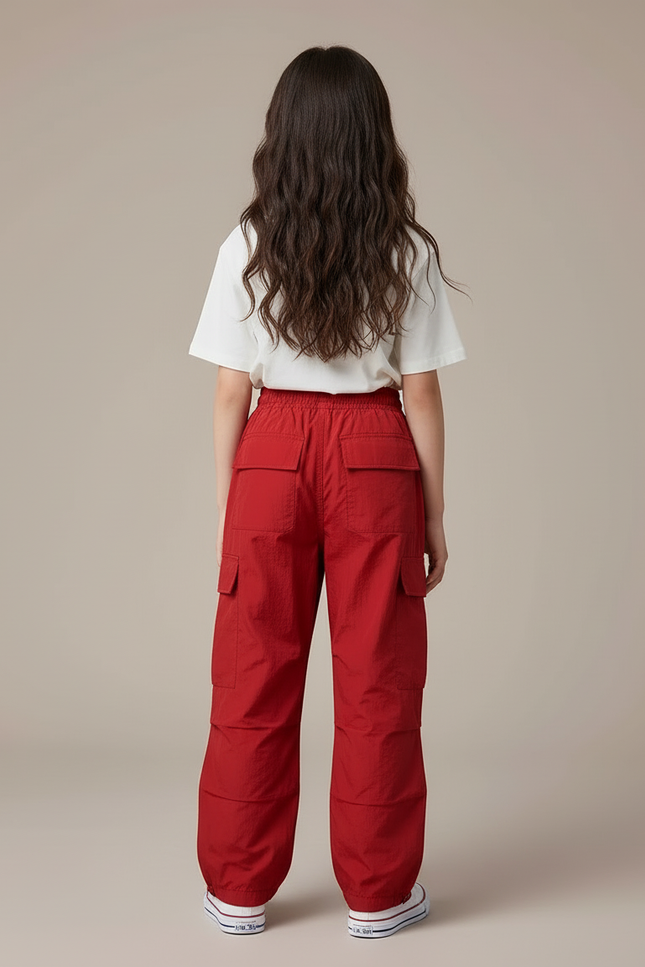 Pantalon Cargo Rouge - Polyester - vue 2