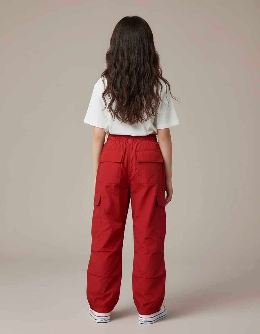 Pantalon Cargo Rouge - Polyester - vue 2