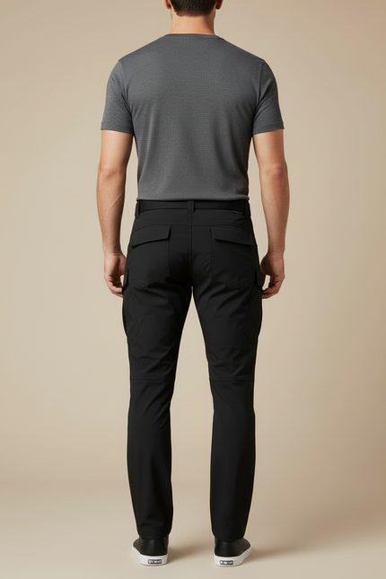 Pantalon Cargo Noir Homme Multipoches Tactique Décontracté - Polyester - vue 2