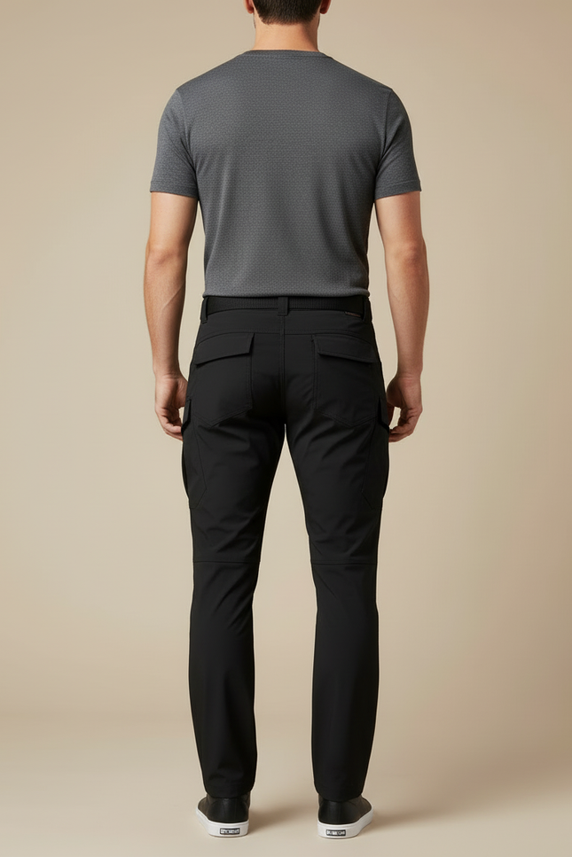 Pantalon Cargo Noir Homme Multipoches Tactique Décontracté - Polyester - vue 2