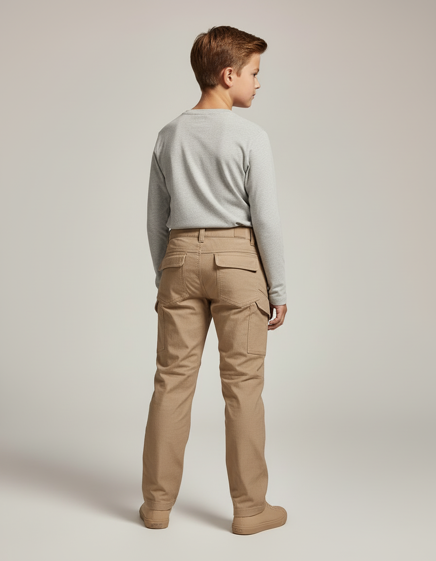 Pantalon Cargo Beige Enfant Robuste Multi-Poches - Toile - vue 2