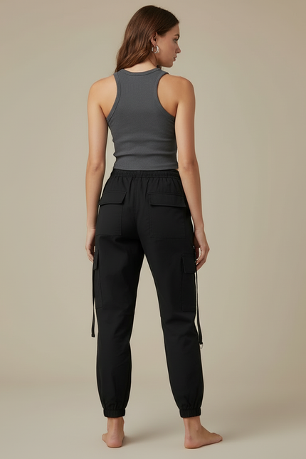 Pantalon Cargo Chaine Femme - Noir Gabardine - vue 2
