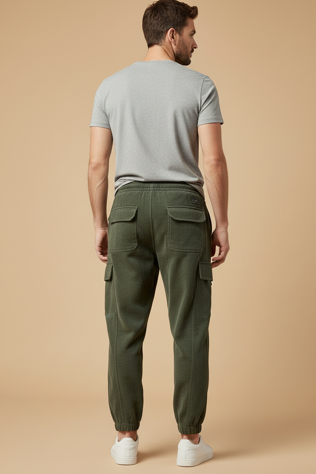 Pantalon Cargo Vert Côtelé Ample Homme Cordon - Cordé - vue 2